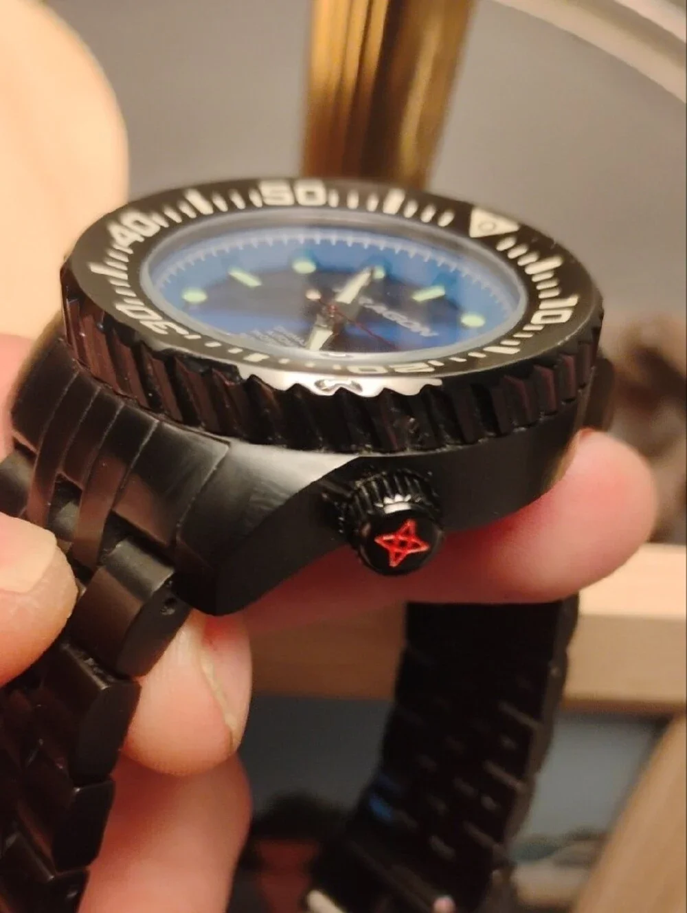 Aragon Men's Black Dive Watch with Blue Dial